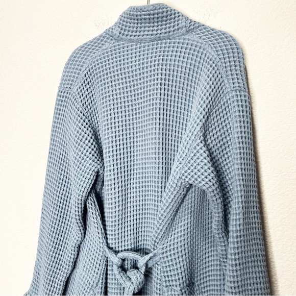 Brooklinen 100% Turkish Cotton Dreamweave Waffle Robe Ocean Blue Large - Picture 7 of 10